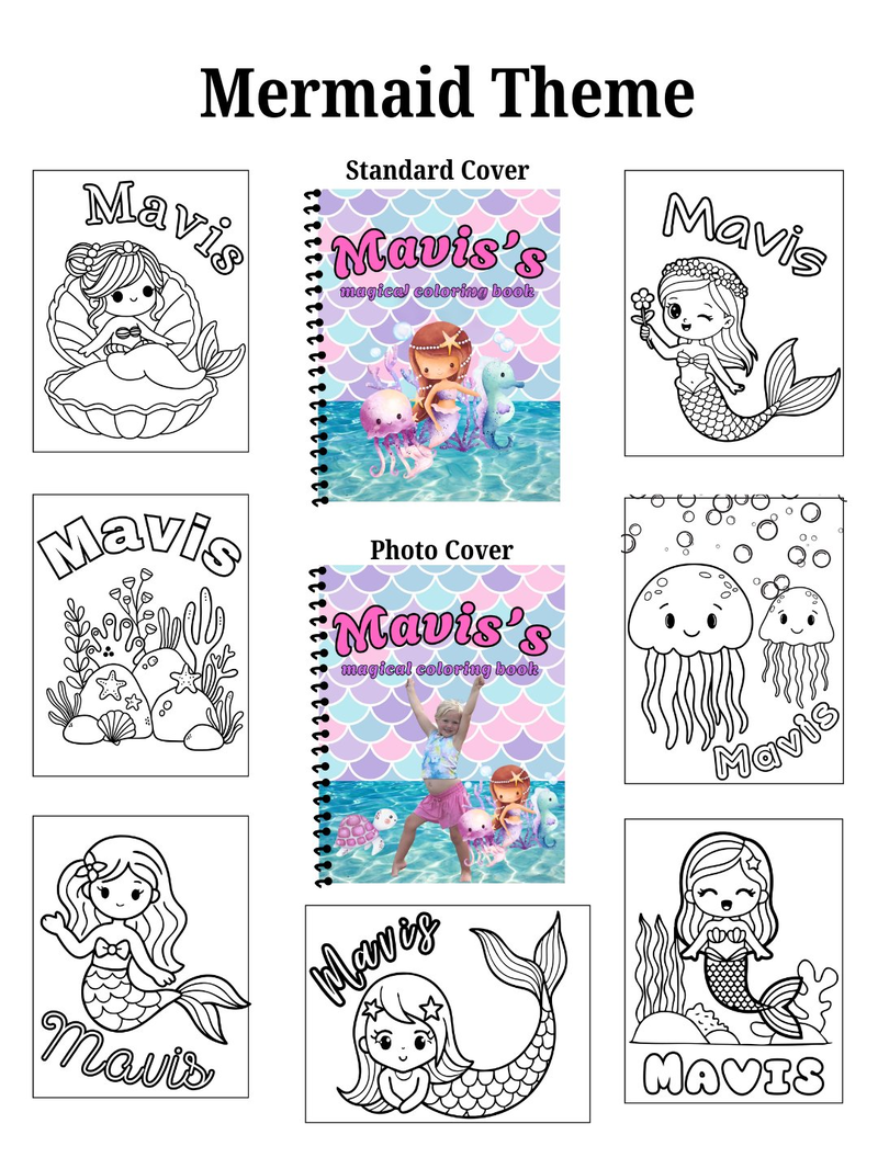 Personalized Mermaid coloring book
